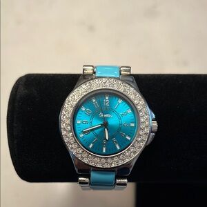 Curations Blue and Silver Enamel Watch with Crystal Accents - NWOT